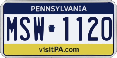 PA license plate MSW1120