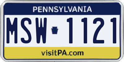 PA license plate MSW1121