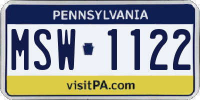 PA license plate MSW1122