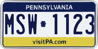 PA license plate MSW1123