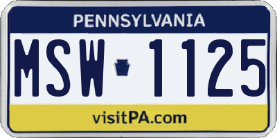 PA license plate MSW1125