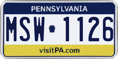 PA license plate MSW1126