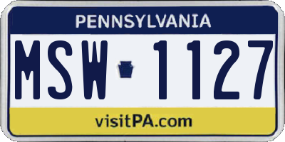 PA license plate MSW1127