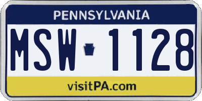PA license plate MSW1128