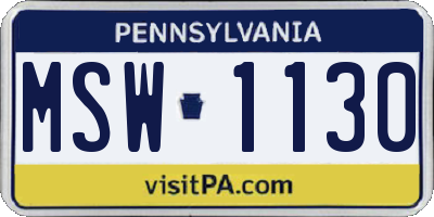PA license plate MSW1130