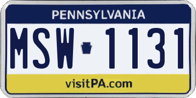 PA license plate MSW1131