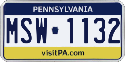 PA license plate MSW1132
