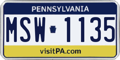 PA license plate MSW1135