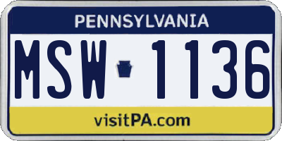 PA license plate MSW1136