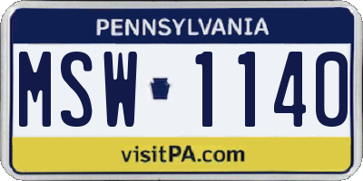 PA license plate MSW1140