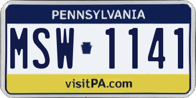 PA license plate MSW1141