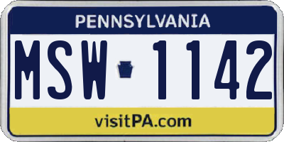 PA license plate MSW1142