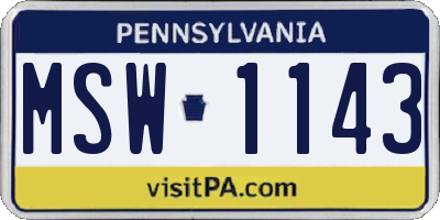 PA license plate MSW1143