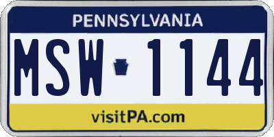 PA license plate MSW1144