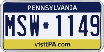 PA license plate MSW1149