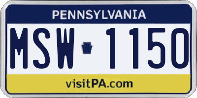 PA license plate MSW1150