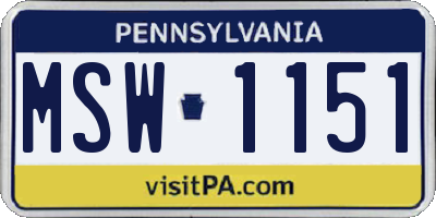 PA license plate MSW1151