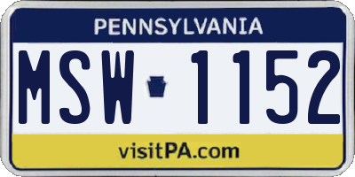 PA license plate MSW1152