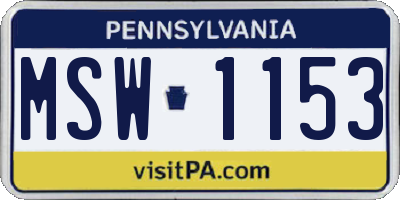 PA license plate MSW1153