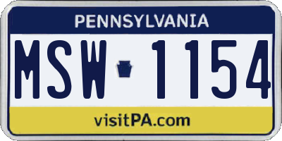 PA license plate MSW1154
