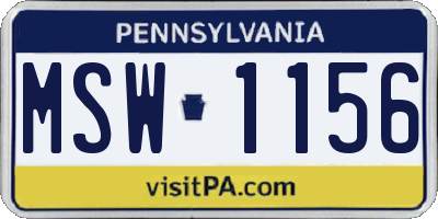 PA license plate MSW1156