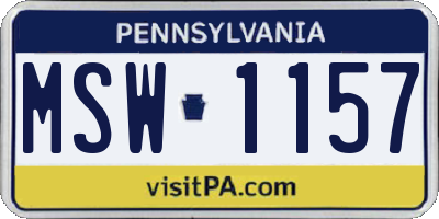 PA license plate MSW1157