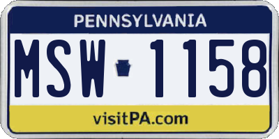 PA license plate MSW1158