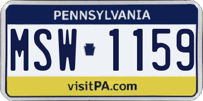 PA license plate MSW1159