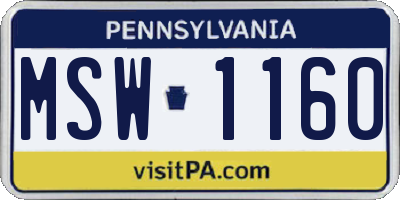 PA license plate MSW1160