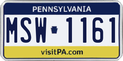 PA license plate MSW1161