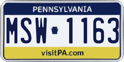 PA license plate MSW1163