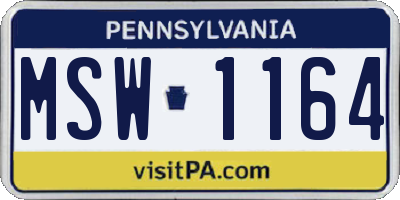 PA license plate MSW1164