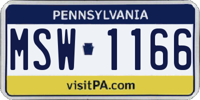 PA license plate MSW1166