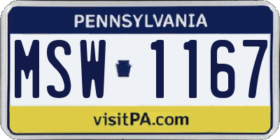 PA license plate MSW1167