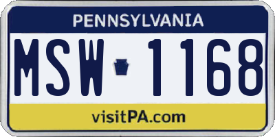 PA license plate MSW1168