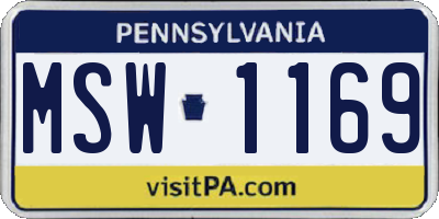 PA license plate MSW1169