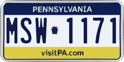 PA license plate MSW1171