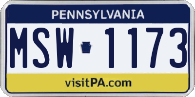 PA license plate MSW1173