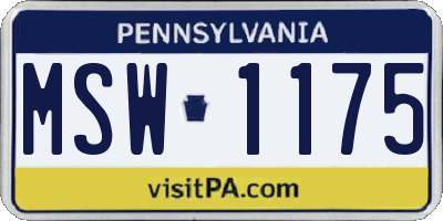 PA license plate MSW1175