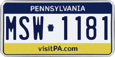 PA license plate MSW1181