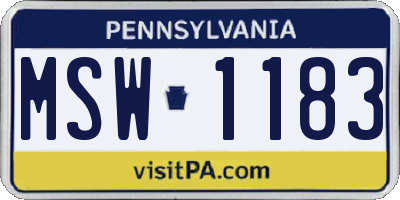 PA license plate MSW1183