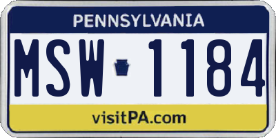 PA license plate MSW1184
