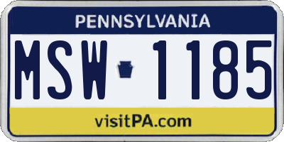 PA license plate MSW1185