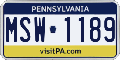 PA license plate MSW1189