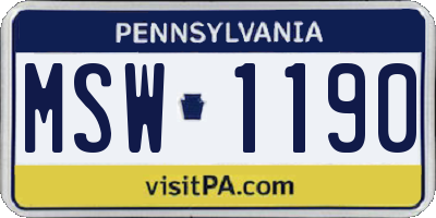 PA license plate MSW1190