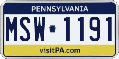 PA license plate MSW1191