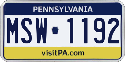 PA license plate MSW1192