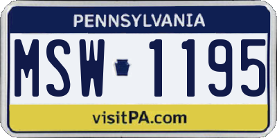 PA license plate MSW1195