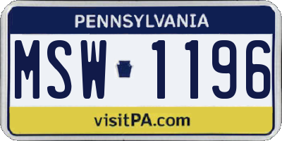 PA license plate MSW1196