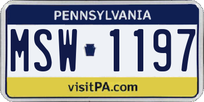 PA license plate MSW1197